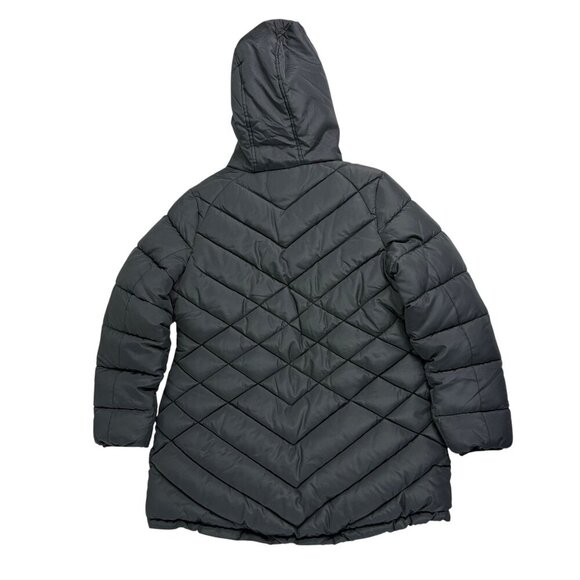 Women’s Reversible Hooded Winter Coat Puffer Jacket Black/White Faux Fur Size L - Picture 2 of 13